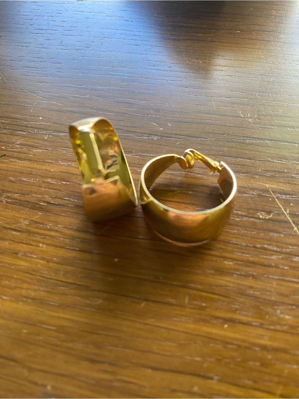 Gold clip on Hoop Huggie Earrings - Classic Wide Band